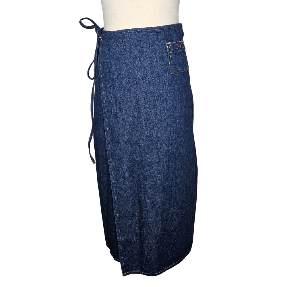 Vintage 90s Esprit Kids Denim Wrap Skirt Dark Wash Cotton Y2K XL‎ XXS Women 0